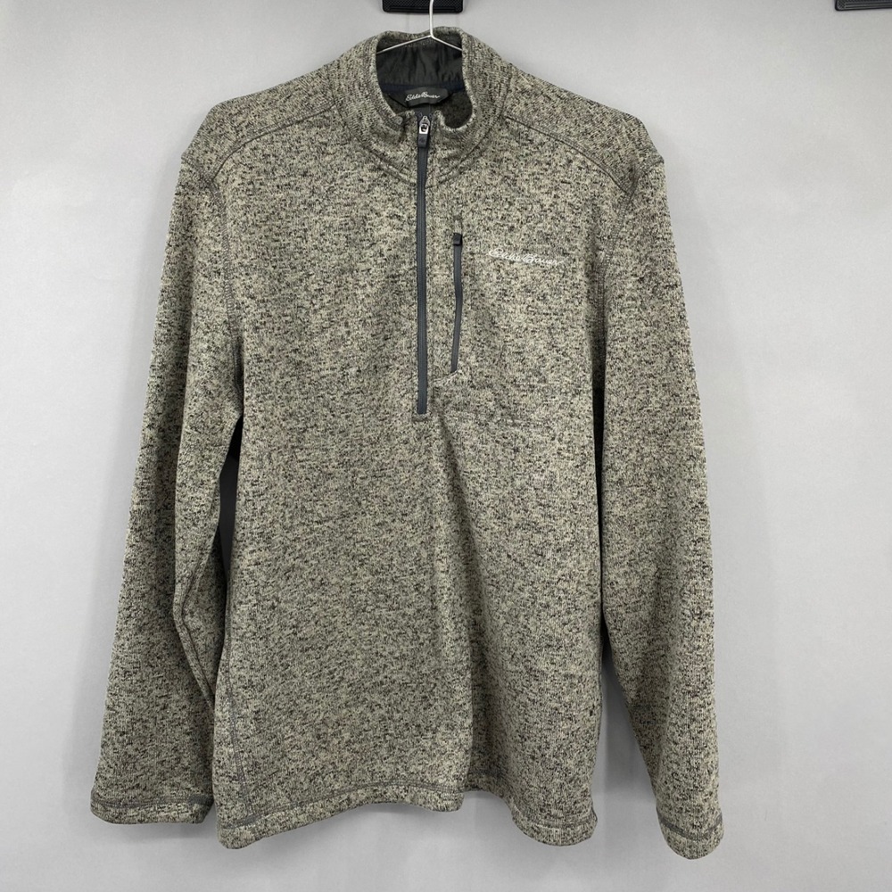 Eddie Bauer Mens Gray Marl Quarter Zip Fleece Pullover Sweater EM32LK112 Size L